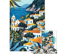 Puzzle da 1000 pezzi per adulti illustrazione di un villaggio mediterraneo a Capri Italia Gioco educativo e stimolante per tutta la famiglia Idea regalo (dimensioni 38x26cm)