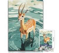 Puzzle da 1000 pezzi per adulti, illustrazione di una gazzella nell'acqua, divertente e tranquillo tempo libero, giocattolo di precisione, dimensioni 38x26cm
