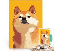 Puzzle da 1000 pezzi per adulti Illustrazione minimalista di un bel cane Shiba Inu Rompicapo per è ideale come regalo per tutta la famiglia 52x38cm