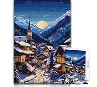 Puzzle da 1000 pezzi per adulti, illustrazioni di villaggi sulle Alpi svizzere, giochi educativi, antistress, regalo per compleanni, dimensioni 38x26cm