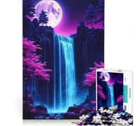 Puzzle da 1000 pezzi per adulti immagine di una cascata notturna al neon gioco divertente analisi e logica adatto come decorazione da scrivania 38x52cm