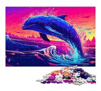 Puzzle da 1000 pezzi per adulti "Immersione con i delfini" sfida educativa antistress sfida difficile (dimensioni 38x26 cm)