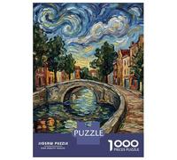 Puzzle Da 1000 Pezzi Per Adulti Impressionist Canal Bridge at Sunset Puzzle Gioco Rompicapo Decorazione Da Parete Regali Unici Per Compleanno E Natale 38x26cm/1000pcs
