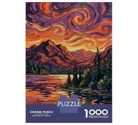 Puzzle Da 1000 Pezzi Per Adulti Impressionistic Landscape Painting with Swirling Sky Puzzle Per Adulti Giochi Rilassanti Ma Divertenti E Umoristici Difficile E Stimolante 38x26cm/1000pcs