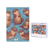 Puzzle da 1000 pezzi per adulti in legno impegnativo puzzle animale carino lontre marroni foto puzzle personalizzato per adulti e bambini serate di gioco in famiglia 50 x 49,5 cm Puzzle