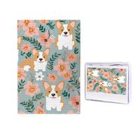 Puzzle da 1000 pezzi per adulti in legno impegnativo puzzle corgi fiori floreali giardino primaverile foto puzzle personalizzato per adulti e bambini serate di gioco in famiglia 50 x 49,5 cm Puzzle