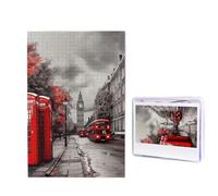 Puzzle da 1000 pezzi per adulti in legno impegnativo puzzle rosso Londra Street Photo Puzzle personalizzato per adulti e bambini Famiglia Notti di gioco 50 x 49,5 cm Puzzle