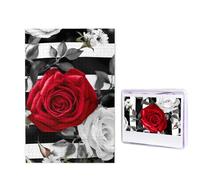 Puzzle da 1000 pezzi per adulti in legno impegnativo puzzle strisce rosa rossa foto puzzle personalizzato per adulti e bambini serate di gioco in famiglia 50 x 49,5 cm puzzle