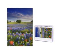 Puzzle da 1000 pezzi per adulti in legno impegnativo puzzle Texas Bluebonnets paesaggio foto puzzle personalizzato per adulti e bambini serate di gioco in famiglia 50 x 49,5 cm puzzle