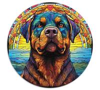 Puzzle da 1000 pezzi per adulti, in vetro colorato, con Rottweiler, rompicapo di carta, gioco per adulti, attività interattiva per famiglie (67,5x67,5 cm)
