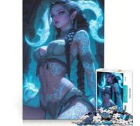 Puzzle da 1000 pezzi per adulti "Incantatrice Celeste Tatuata", gioco rilassante, impegnativo da completare, da aggiungere alla lista dei desideri con Babbo Natale 50x75cm