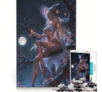 Puzzle da 1000 pezzi per adulti: Incantevole strega su un ramo, gioco per famiglie, allena la mente e la manualità, ideale come regalo per tutta la famiglia 38x52cm
