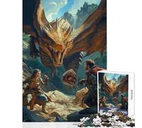 Puzzle da 1000 pezzi per adulti "Incontro con il drago e i guerrieri" gioco rompicapo decorazione murale per la casa giocattolo per rafforzare l'amore tra le coppie (38x26cm)