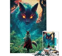 Puzzle da 1000 pezzi per adulti "Incontro con lo spirito della volpe e del fuoco" gioco intellettuale educativo divertente e spiritoso ideale come regalo di Babbo Natale segreto (dimensioni 38x52cm)