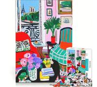 Puzzle da 1000 pezzi per adulti interno parigino con vista sulla Torre Eiffel gioco interattivo decorazione da parete adatto per la decorazione della scrivania 38x26cm