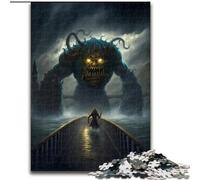 Puzzle da 1000 pezzi per adulti "Invasione di mostri" in legno perfetto come decorazione artistica fai da te o regalo di compleanno 50x75cm giocattolo di intelligenza per giochi al chiuso