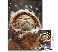 Puzzle da 1000 pezzi per adulti Inverno Neve Adorabile Gatto Goditi un dolce relax e svago Vestibilità stabile Taglio preciso Dimensioni del giocattolo 38x52cm