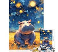 Puzzle da 1000 pezzi per adulti ippopotamo sotto il cielo stellato giocattolo da dipingere decorazione da parete regalo per compleanni gioco impossibile collezione di artisti belle arti 50x75cm