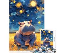 Puzzle da 1000 pezzi per adulti ippopotamo sotto il cielo stellato giocattolo da dipingere decorazione da parete regalo di compleanno gioco per famiglie collezione di artisti belle arti 38x26cm