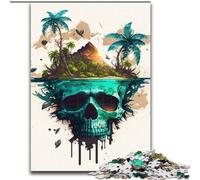 Puzzle da 1000 pezzi per adulti "Isola del Teschio" in legno, perfetto regalo di Natale e Capodanno, regalo di festa 50x75cm per gioco interattivo per famiglie