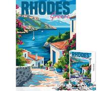 Puzzle da 1000 pezzi per adulti isola di Rodi Grecia giocattolo educativo regalo di compleanno gioco impossibile migliorare l'amore tra coppie dimensioni 38x52cm
