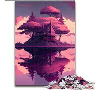Puzzle da 1000 pezzi per adulti "Isola nel lago" in legno, perfetto regalo di Natale e Capodanno, regalo di Natale 50x75cm per la casa, allenamento del cervello e regali di Natale