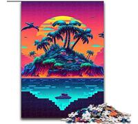 Puzzle da 1000 pezzi per adulti, isola sulla spiaggia, in legno, rompicapo ad alta difficoltà per adolescenti, 50x75cm, festa di compleanno per uomini e donne