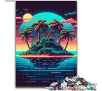 Puzzle da 1000 pezzi per adulti, isola sulla spiaggia, realizzato in legno, un regalo perfetto per il divertimento in famiglia, 50x75cm, Natale o compleanni