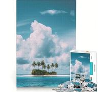 Puzzle da 1000 pezzi per adulti isola tropicale paradisiaca gioco divertente interazione genitore-figlio con poster e foglio di curiosità abbinati 38x52cm