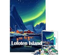 Puzzle da 1000 pezzi per adulti Isole Lofoten Norvegia Aurora Boreale Gioco educativo e stimolante ideale come regalo di compleanno per alleviare lo stress (dimensioni 38x26cm)
