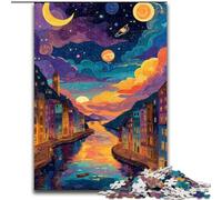 Puzzle da 1000 pezzi per adulti Italia sotto il cielo notturno, per divertirsi in famiglia, perfetto per le vacanze e le serate di gioco interattive dimensioni 50x75cm