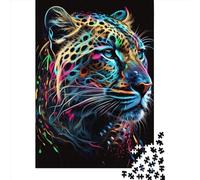 Puzzle da 1000 pezzi per adulti Jaguar Pop Art Animal Face 2 set di puzzle per la famiglia Puzzle di carta Puzzle di sfida mentale 1000 pezzi (38x26 cm)