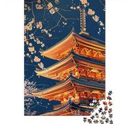 Puzzle Da 1000 Pezzi Per Adulti Japanese Pagoda with Cherry Blossoms-1 Puzzle Per Adulti Giochi Rilassanti Sfida Difficile Regalo Di Compleanno, Regali, 52x38cm/1000pcs