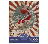 Puzzle Da 1000 Pezzi Per Adulti Japanese Rising Sun Koi Puzzle Per Adulti Gioco Rompicapo Assemblaggio Di Modelli Difficile E Impegnativo 52x38cm/1000pcs