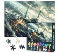 Puzzle da 1000 pezzi per adulti, jet da combattimento, con strisce di condensa, tracce celeste, arte rilassante, antistress, design meditativo, 50,5 x 70,5 cm