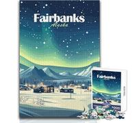 Puzzle da 1000 pezzi per adulti Jigsaw Fairbanks Alaska Aurora boreale Scena invernale Gioco impossibile Regali per donne Giocattoli antistress Dimensioni 50x75cm