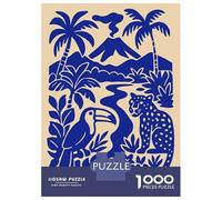 Puzzle Da 1000 Pezzi Per Adulti Jungle Scene with Volcano And Animals Puzzle Per Adulti Gioco Rompicapo Regalo Di Compleanno Difficile Da Completare 70x50cm/1000pcs