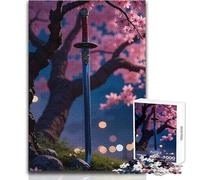 Puzzle da 1000 pezzi per adulti Katana sotto un albero di ciliegio in fiore, accogliente e rilassante, giocattolo da gioco avanzato con taglio di precisione, dimensioni 50x75cm