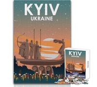 Puzzle da 1000 pezzi per adulti Kiev Ucraina di notte Rompicapo Giochi per famiglie Migliora la memoria Giocattoli antistress Dimensioni 38x52cm