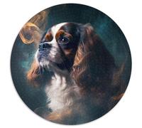 Puzzle da 1000 pezzi per adulti, King Charles Spaniel, puzzle rotondo da 1000 pezzi, attività educativa per migliorare le abilità cognitive, 67,5x67,5 cm