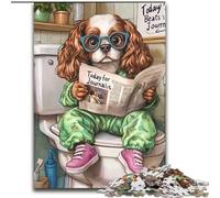 Puzzle da 1000 pezzi per adulti King Spaniel Go Toilet, puzzle impegnativi, dimensioni 26x38cm, regalo per uomini e donne, per tutti i giorni e per occasioni speciali.