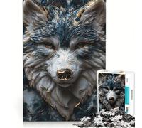 Puzzle da 1000 pezzi per adulti Kintsugi Lupo Blu Solitario gioco rilassante taglio di precisione adatto per la decorazione della scrivania 38x26cm