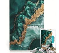 Puzzle da 1000 pezzi per adulti, Kintsugi smeraldo e oro, gioco pratico, decorazione artistica per la casa, compleanno e Natale 50x75cm