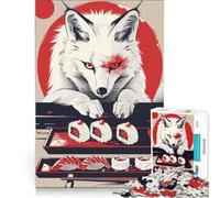 Puzzle da 1000 pezzi per adulti: Kitsune che mangia sushi gioco impossibile analisi e logica per rafforzare l'amore tra le coppie 38x26cm