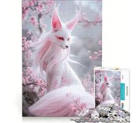 Puzzle da 1000 pezzi per adulti Kitsune volpe giapponese gioco impossibile analisi e logica per rafforzare l'amore tra le coppie 38x26cm