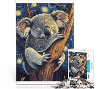 Puzzle da 1000 pezzi per adulti Koala nella notte stellata Fatto di legno，per 14+ Opera d'arte Giocattoli da regalo。misurare：50x75cm/19.68x29.52pollice