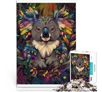Puzzle da 1000 pezzi per adulti Koala nell'arte colorata Fatto di cartone per età pari o superiore a 14 anni Gioco pratico Regali di Natale per le donne misurare：38x52cm