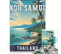 Puzzle da 1000 pezzi per adulti Koh Samui in Thailand | Giochi divertenti difficili e stimolanti con poster abbinabili e foglio di domande e risposte. 38x26cm