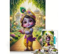 Puzzle da 1000 pezzi per adulti: Krishna che suona il flauto gioco impossibile impegnativo da completare ideale come regalo 38x52cm