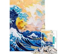 Puzzle da 1000 pezzi per adulti "La grande onda di Kanagawa" un rompicapo divertente e umoristico ideale come regalo per tutta la famiglia (dimensioni 38x52cm)